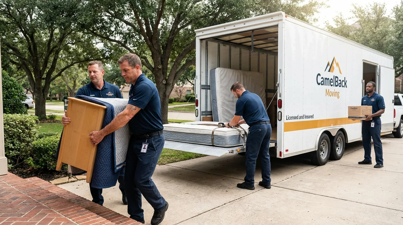 Crew loading residential truck for cross-state move from Lame Deer, MT