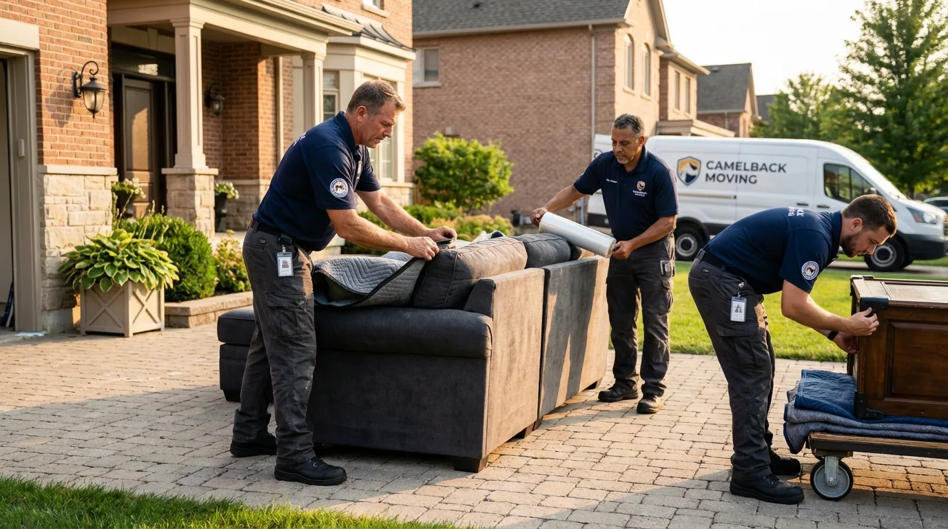 Large estate moving crew wrapping furniture in Lame Deer, MT